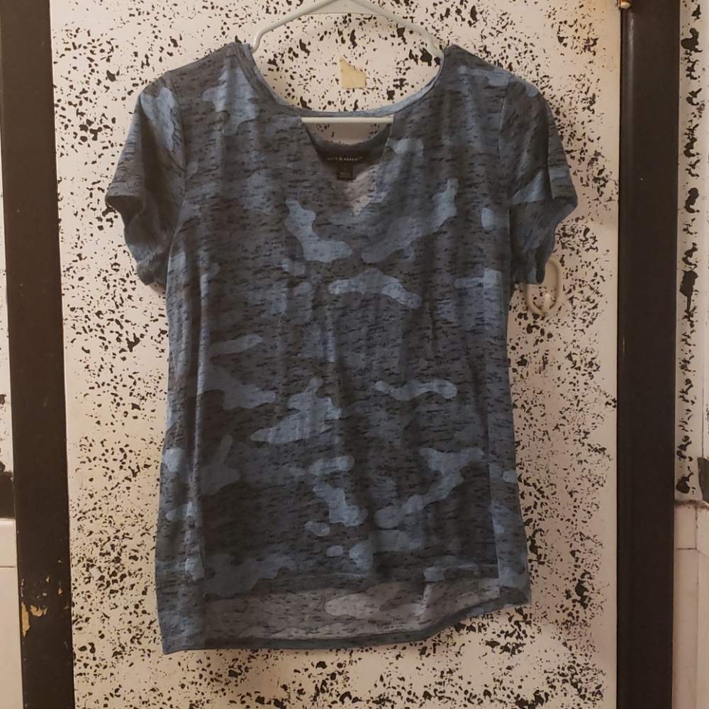 Blue camo Rock & Republic top